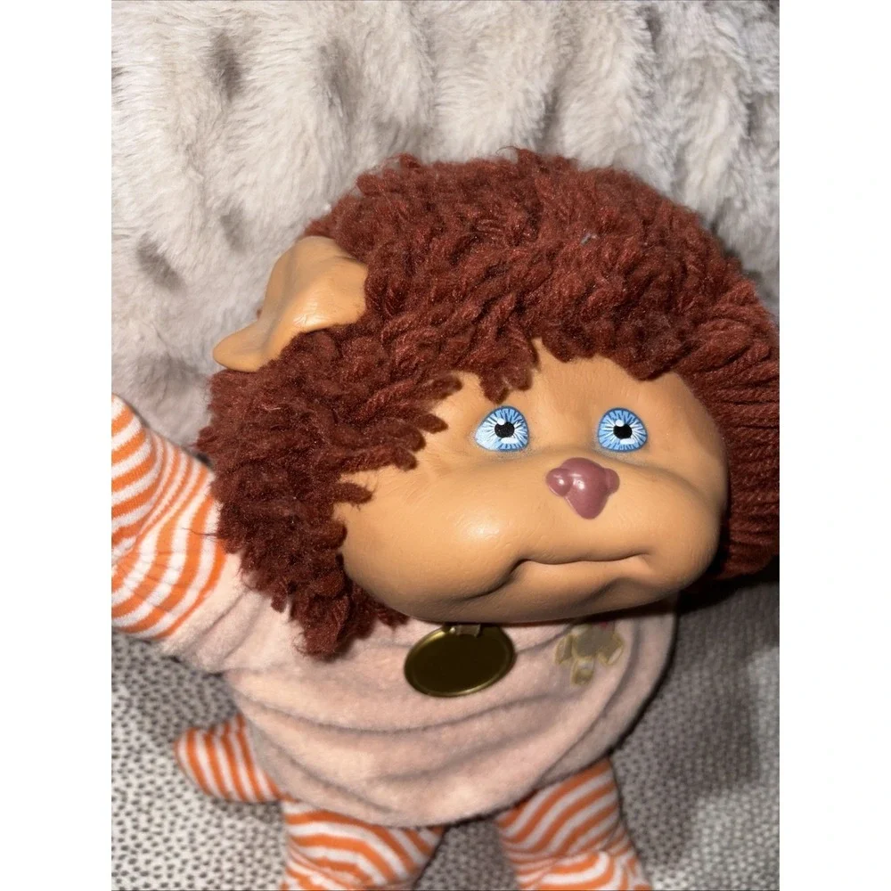 Vintage 1983 Cabbage Patch Kids Cat Koosas Brown Hair and Orange Striped Outfit